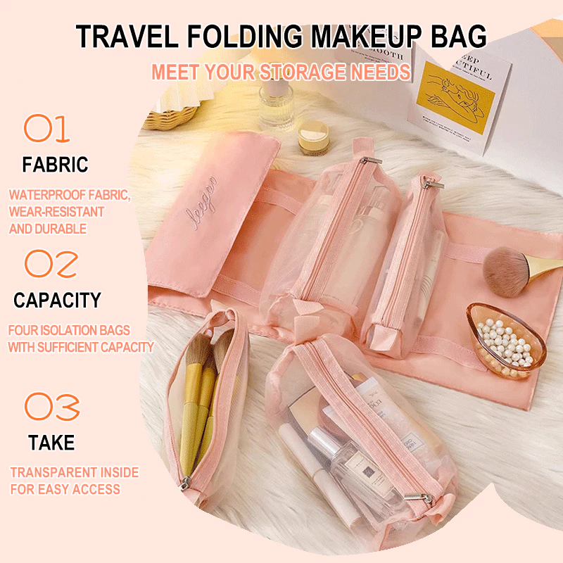 👜 4-in-1 Detachable Hanging Toiletry Bag – Foldable Travel Makeup Organizer ✈️