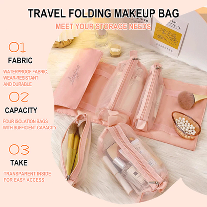 👜 4-in-1 Detachable Hanging Toiletry Bag – Foldable Travel Makeup Organizer ✈️