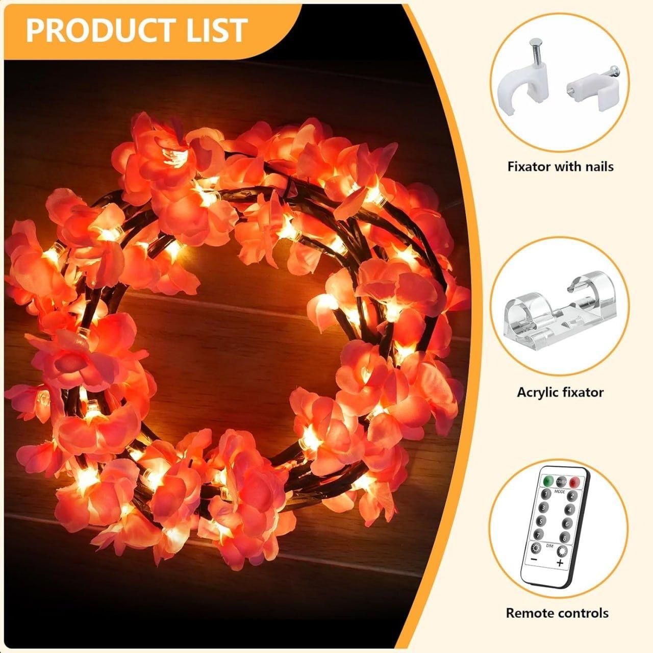 🌸 Cherry Blossom LED Tree Branch Lights 💡 | Flexible USB Powered Decorative Lamp for Home, Bedroom & Festive Décor 🏡✨