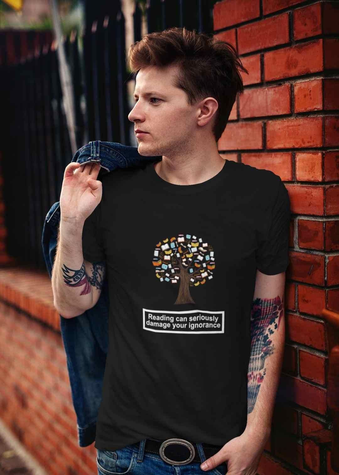 Teeshut Black Mens Printed T-shirt