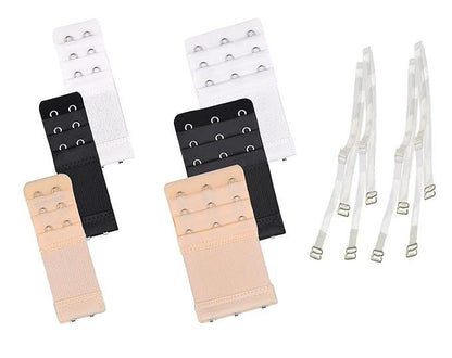 6Pcs Bra Extender Bra Band Hook Strap + 2 Pair Adjustable Transparent Bra Straps For Women