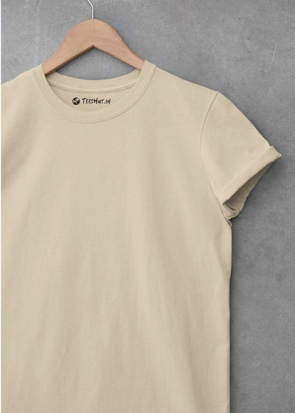 Teeshut Beige Mens Solid Half Sleeves T-shirt