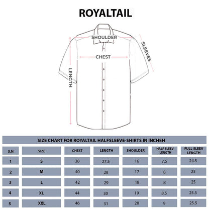 ROYAL TAIL Men's Printed Rayon Cuban Collar Casual Shirt Navy Blue