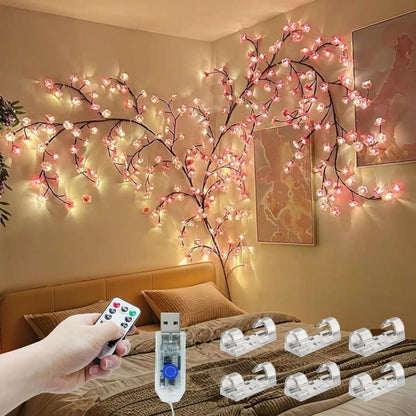 🌸 Cherry Blossom LED Tree Branch Lights 💡 | Flexible USB Powered Decorative Lamp for Home, Bedroom & Festive Décor 🏡✨