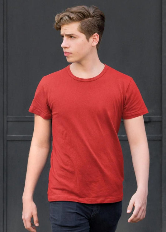 Teeshut Candy Red Mens Solid Half Sleeves T-shirt