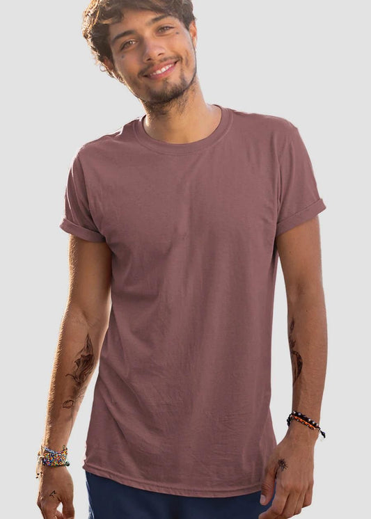 Teeshut Mauve Taupe Mens Solid Half Sleeves T-shirt