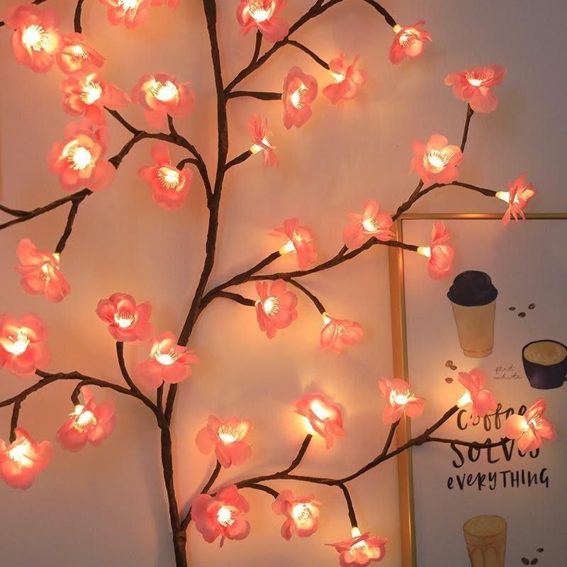 🌸 Cherry Blossom LED Tree Branch Lights 💡 | Flexible USB Powered Decorative Lamp for Home, Bedroom & Festive Décor 🏡✨