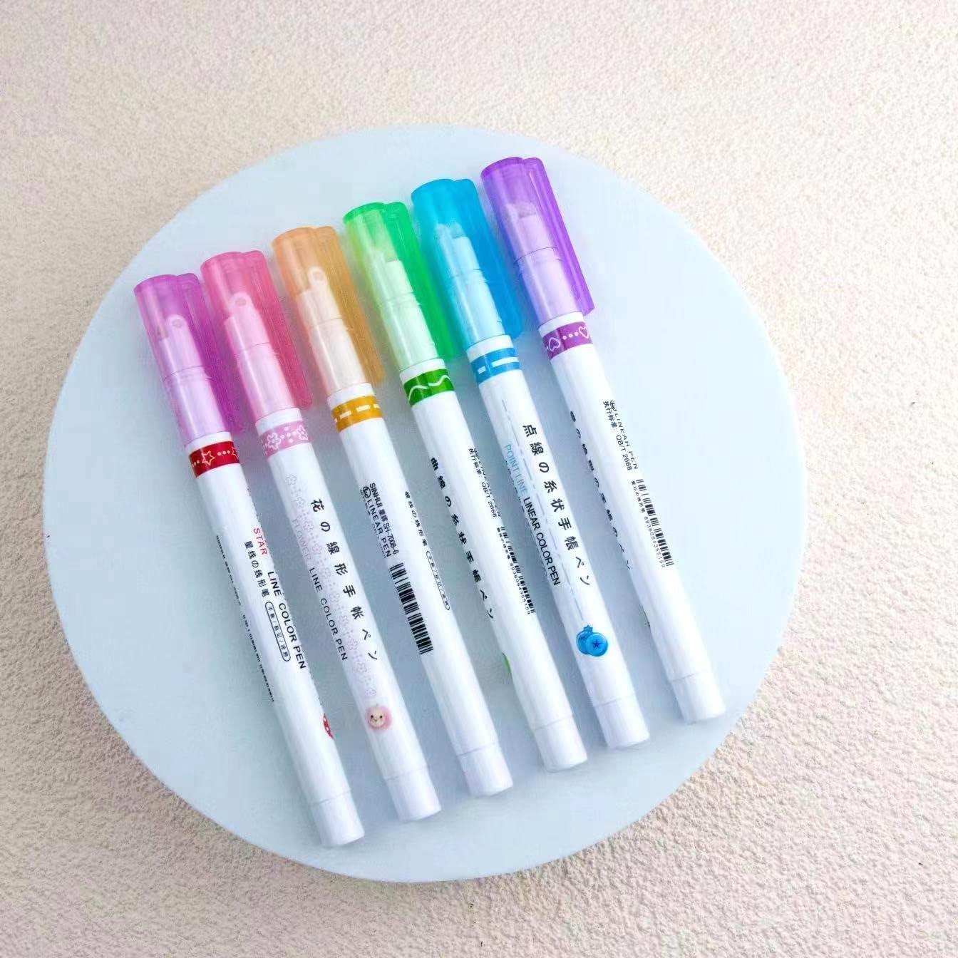 KULTURA® Linear Roller Color Pens Highlighters — 6 Curve Shapes (Set of 6) ✨🖍️