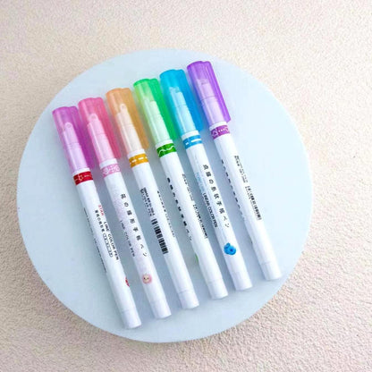 KULTURA® Linear Roller Color Pens Highlighters — 6 Curve Shapes (Set of 6) ✨🖍️