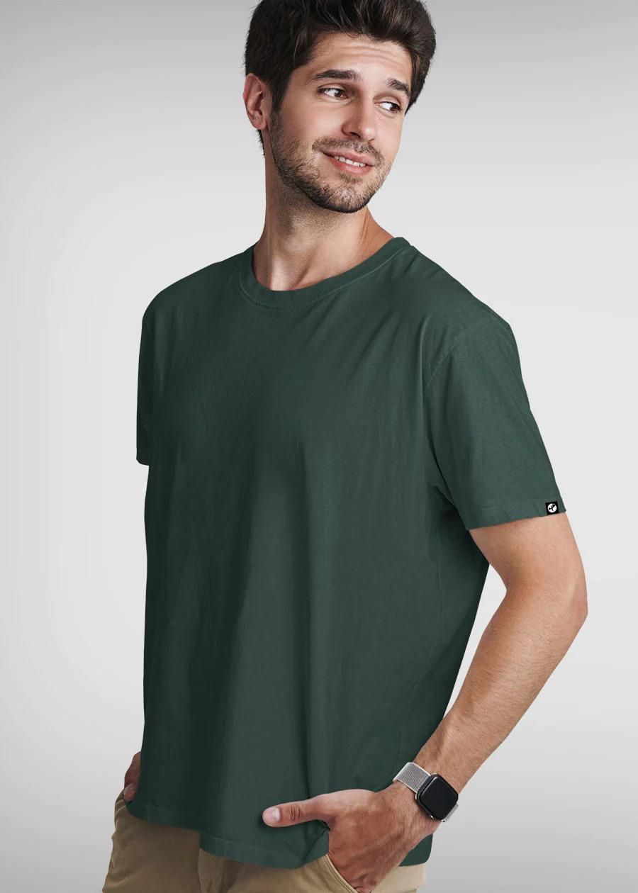 Teeshut Moss Green Mens Solid Half Sleeves T-shirt