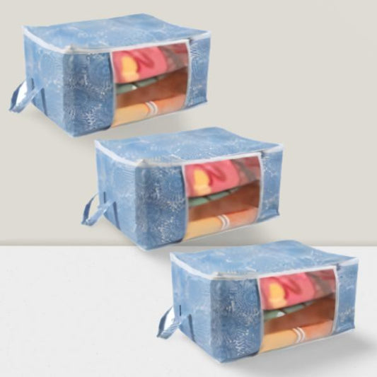 Storage Bag, Storage Organizer, Blanket Cover with Side Handles (Pack of 3)