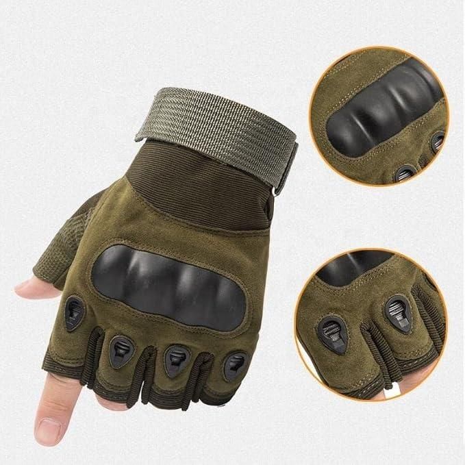 RideSafe 🏍️ Half-Finger Rubber Knuckle Motorcycle Gloves - Non-Slip Grip 🛡️