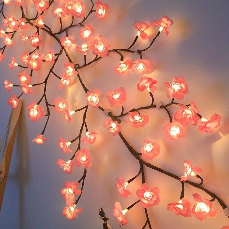 🌸 Cherry Blossom LED Tree Branch Lights 💡 | Flexible USB Powered Decorative Lamp for Home, Bedroom & Festive Décor 🏡✨