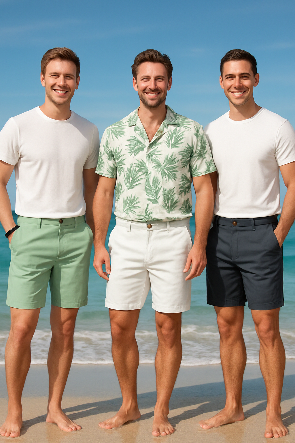 Men's Sleek Solid Casual Shorts Pack of 3 (White-Dark-Grey-Green)
