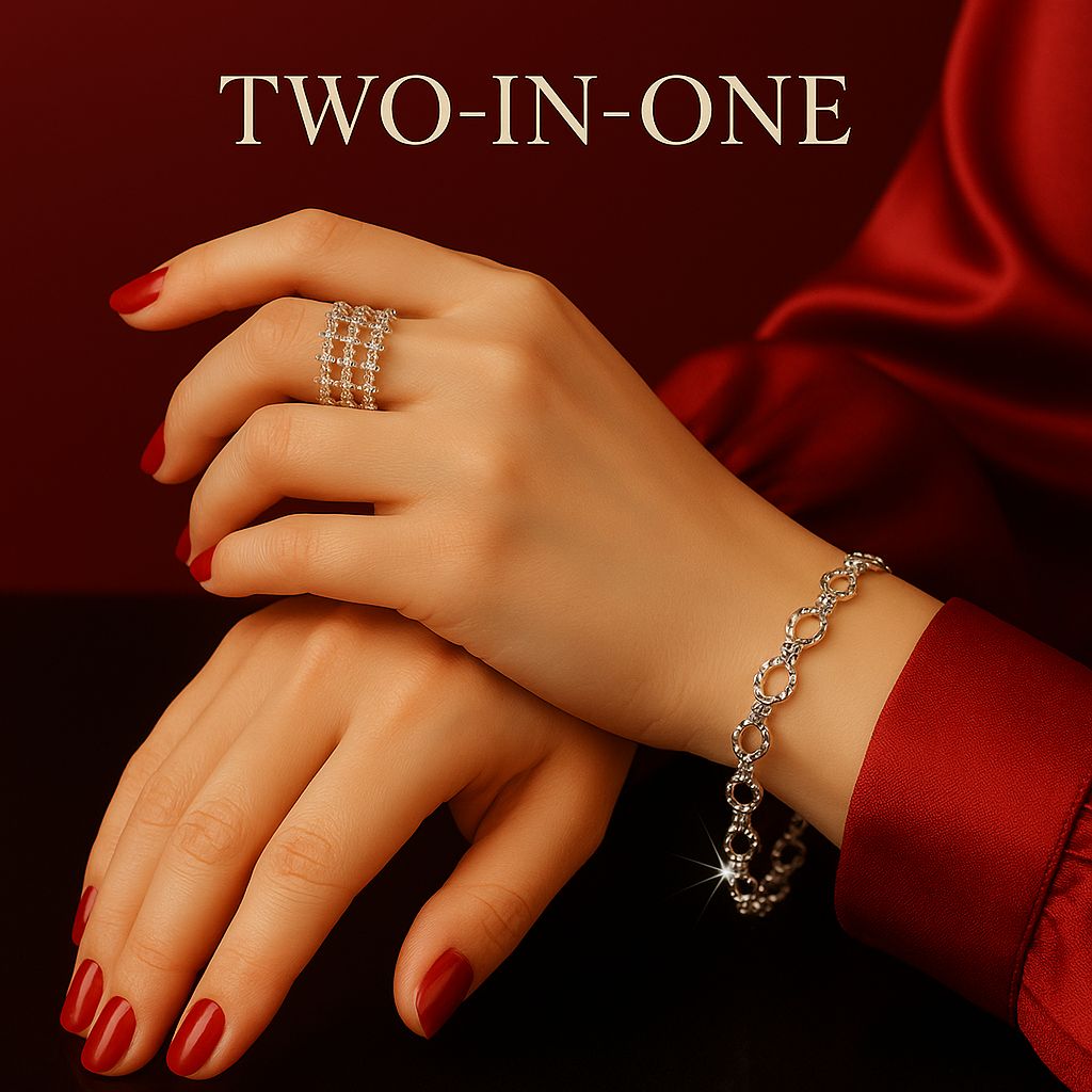 2-in-1 Adjustable Bracelet Ring Combo for Women & Girls – Stylish Convertible Imitation Jewelry, Elegant Detachable Ring, Ideal Gift for Any Occasion