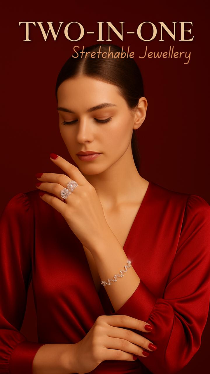 2-in-1 Adjustable Bracelet Ring Combo for Women & Girls – Stylish Convertible Imitation Jewelry, Elegant Detachable Ring, Ideal Gift for Any Occasion