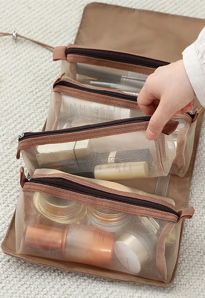 👜 4-in-1 Detachable Hanging Toiletry Bag – Foldable Travel Makeup Organizer ✈️