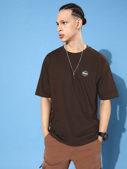 Difference of Opinion Brown Graphic Oversized T-Shirt