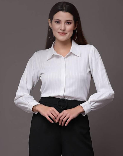 Women Regular Fit Striped Spread Collar Formal Shirt