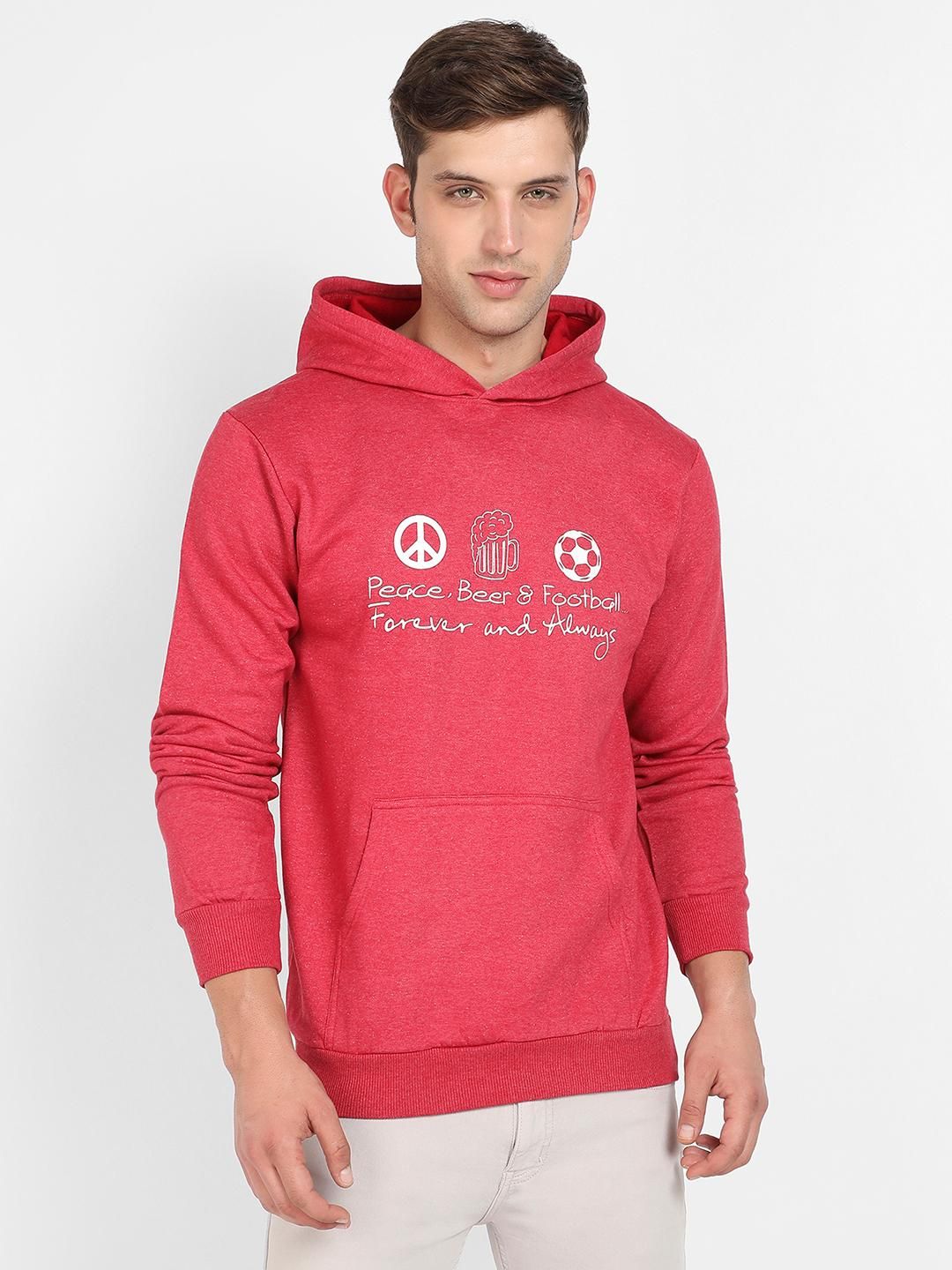 Campus Sutra Men's Peace Beer Football Hoodie With Kangaroo Pocket