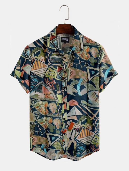 Poly Cotton Printed Half Sleeeves Regular Fit Mens Casual Shirt