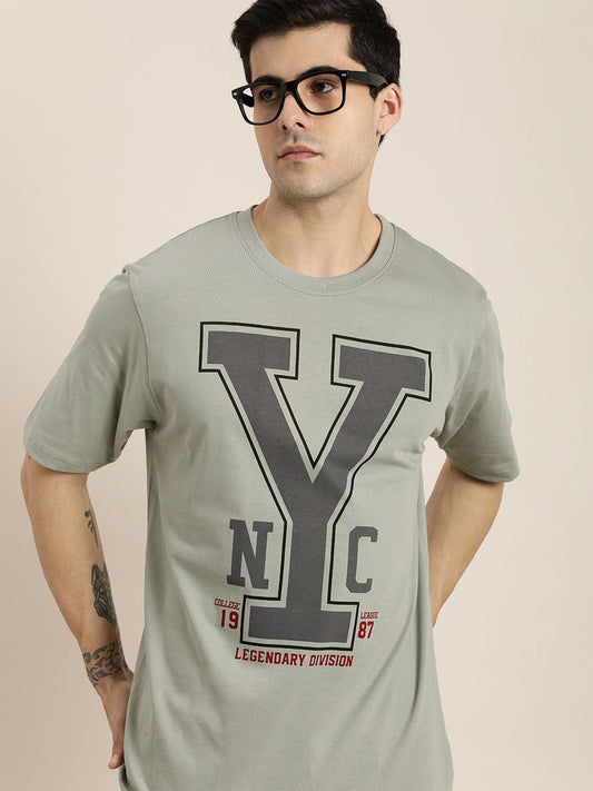 Dillinger Grey Typographic Oversized T-Shirt