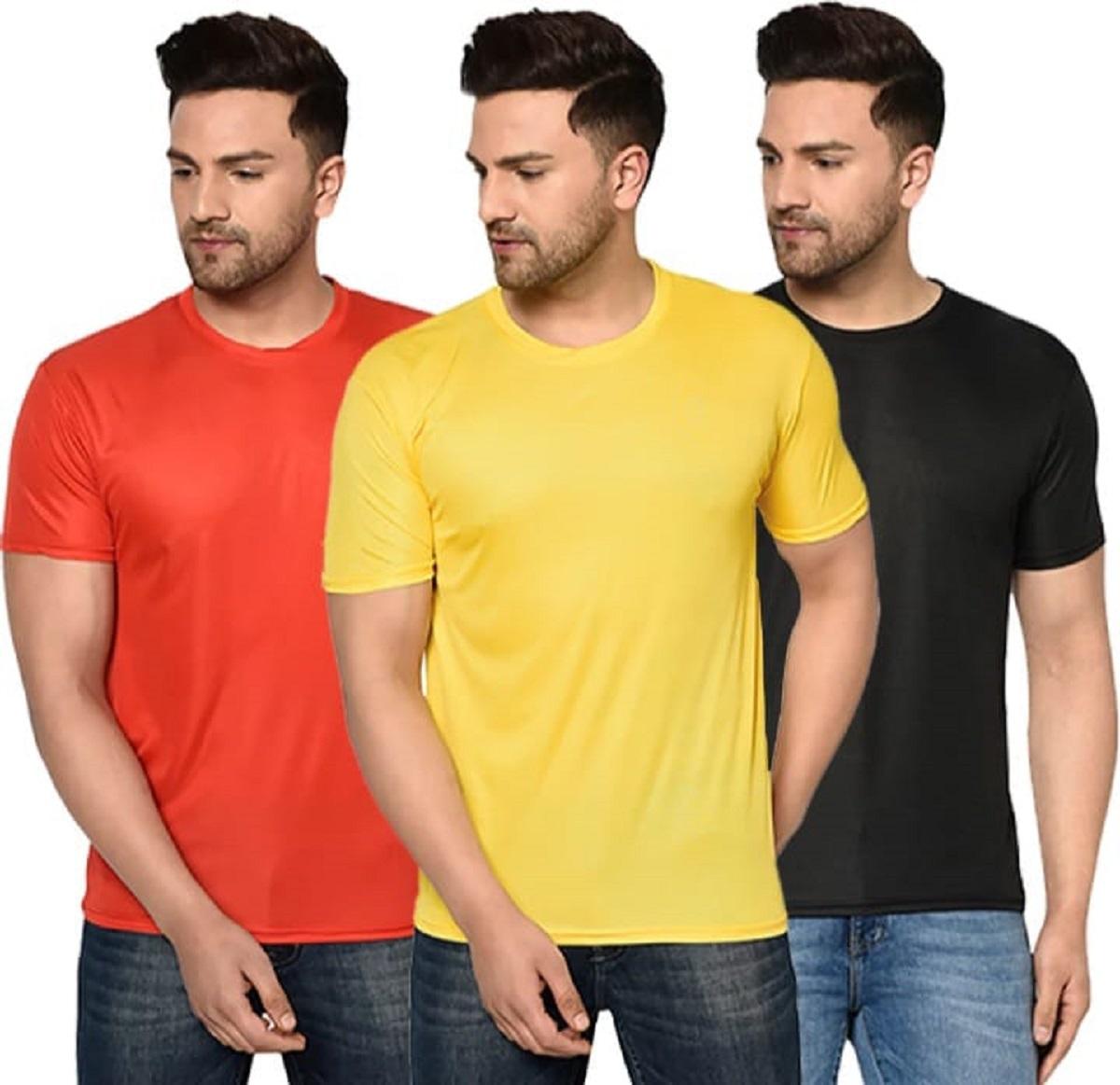 Fidato Men's Pack Of -3 Half Sleeves Round Neck T-shirt With Pack Of-2 Men's Boxers