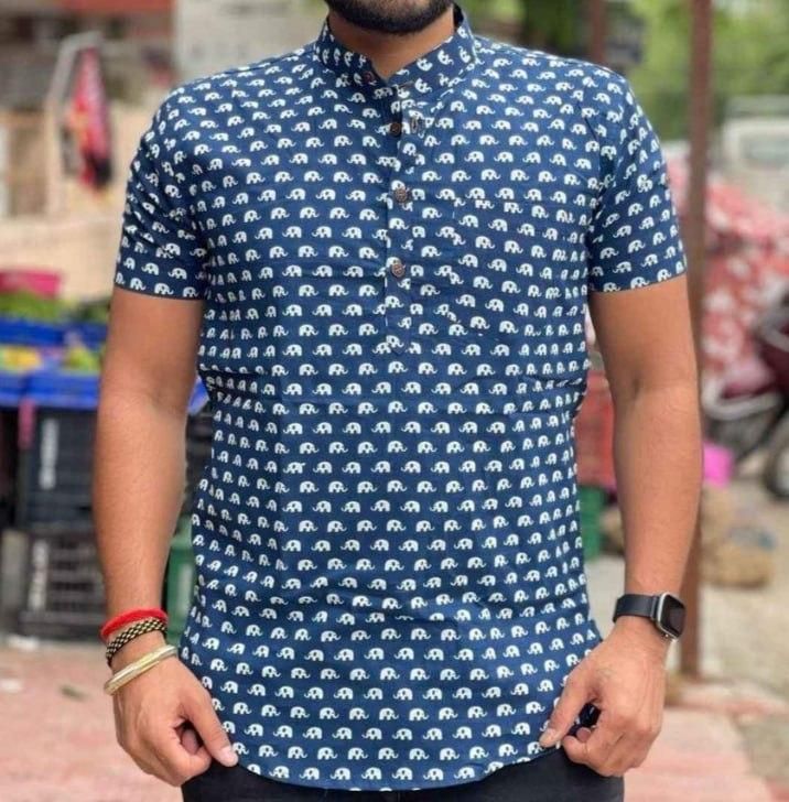 Men's Cotton Blend Printed Half Sleeves Shirt