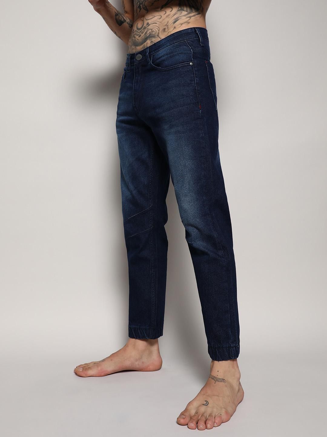 Campus Sutra Men's Cinched Hem Denim Jeans