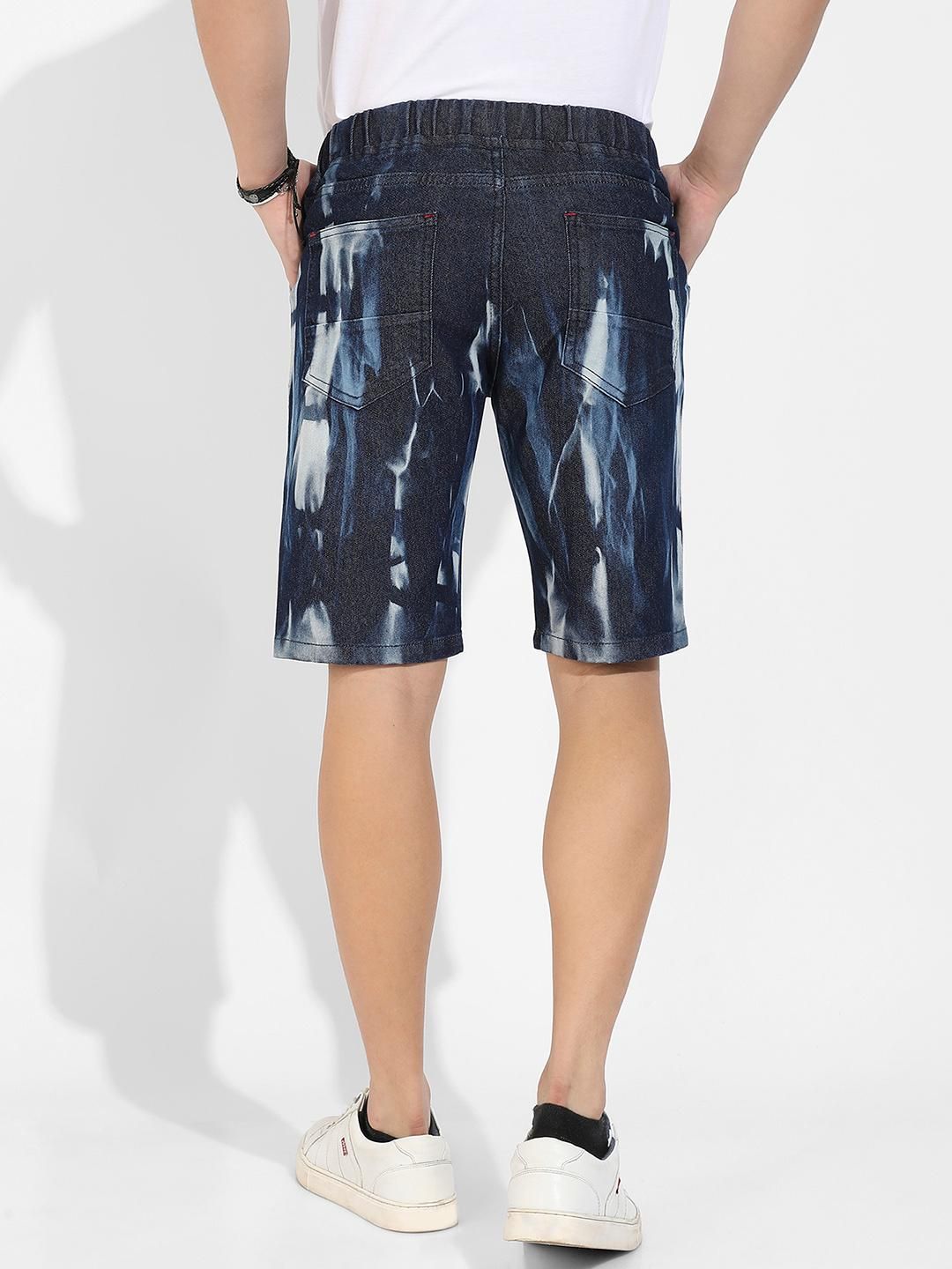 Campus Sutra Men's Contrast Washed Denim Shorts