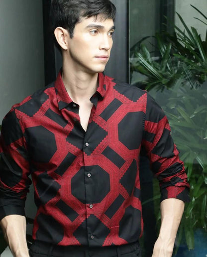 Poly Cotton Printed Full Sleeves Regular Fit Mens Casual Shirt