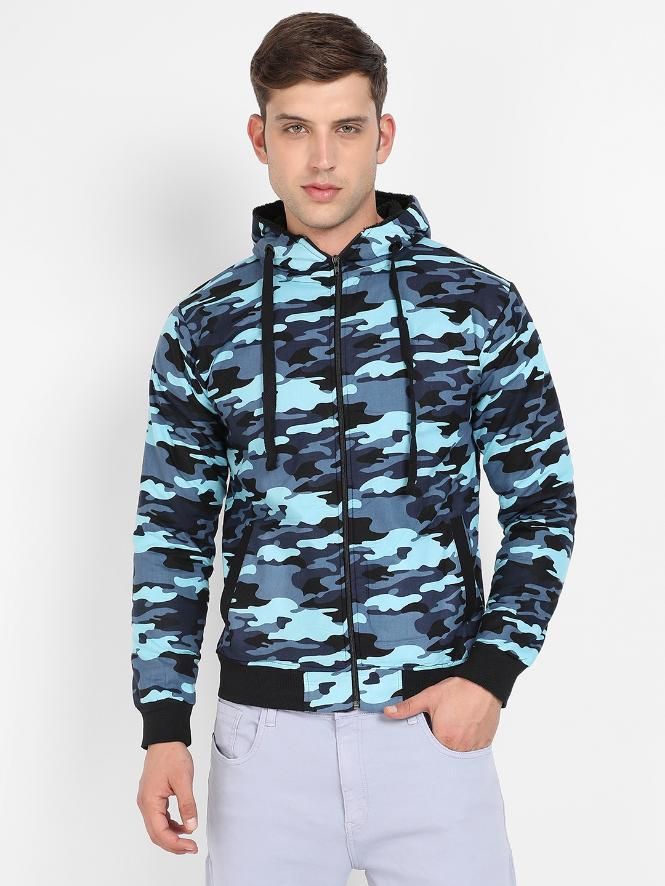 Campus Sutra Men's Camouflage Hoodie With Insert Pocket