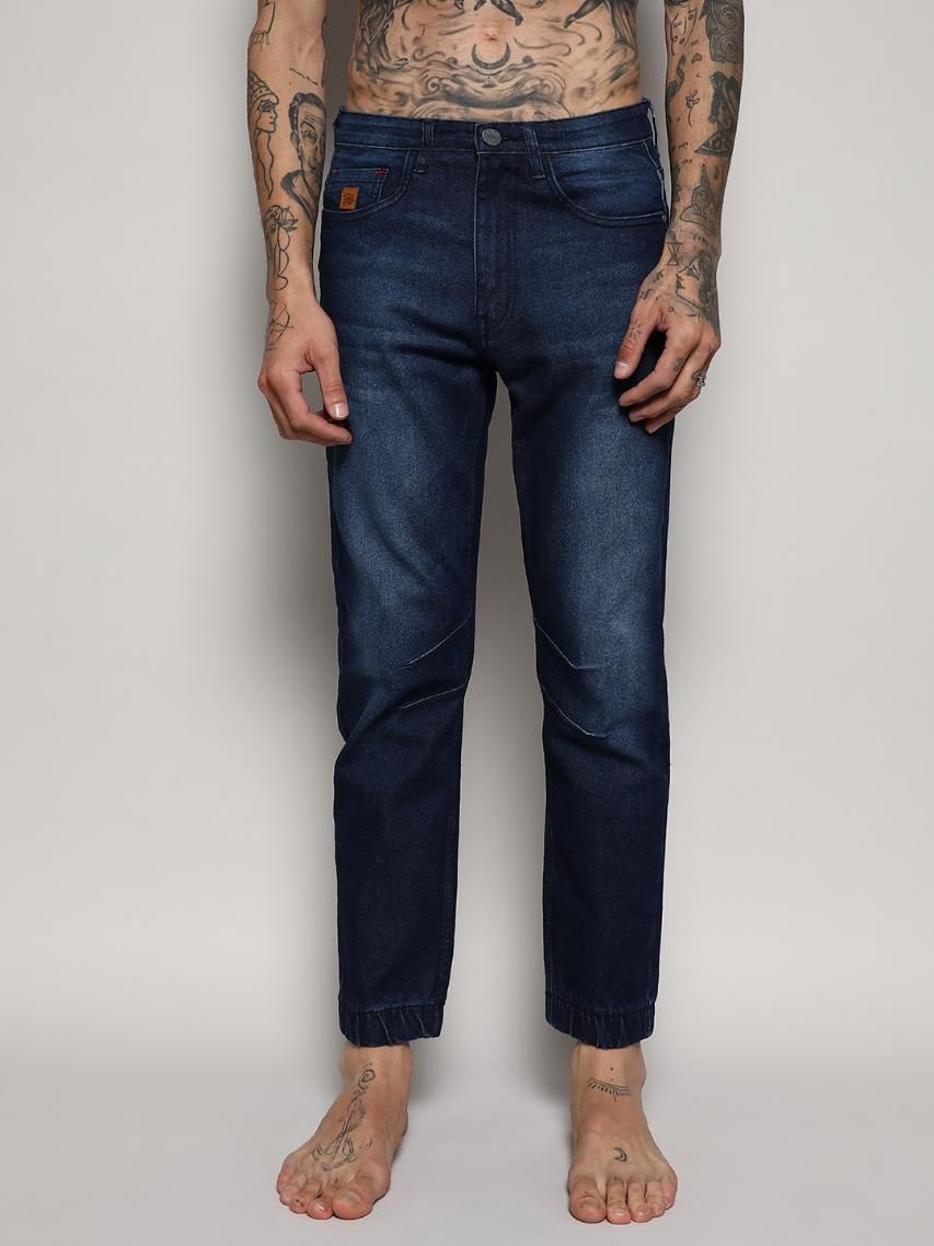 Campus Sutra Men's Cinched Hem Denim Jeans