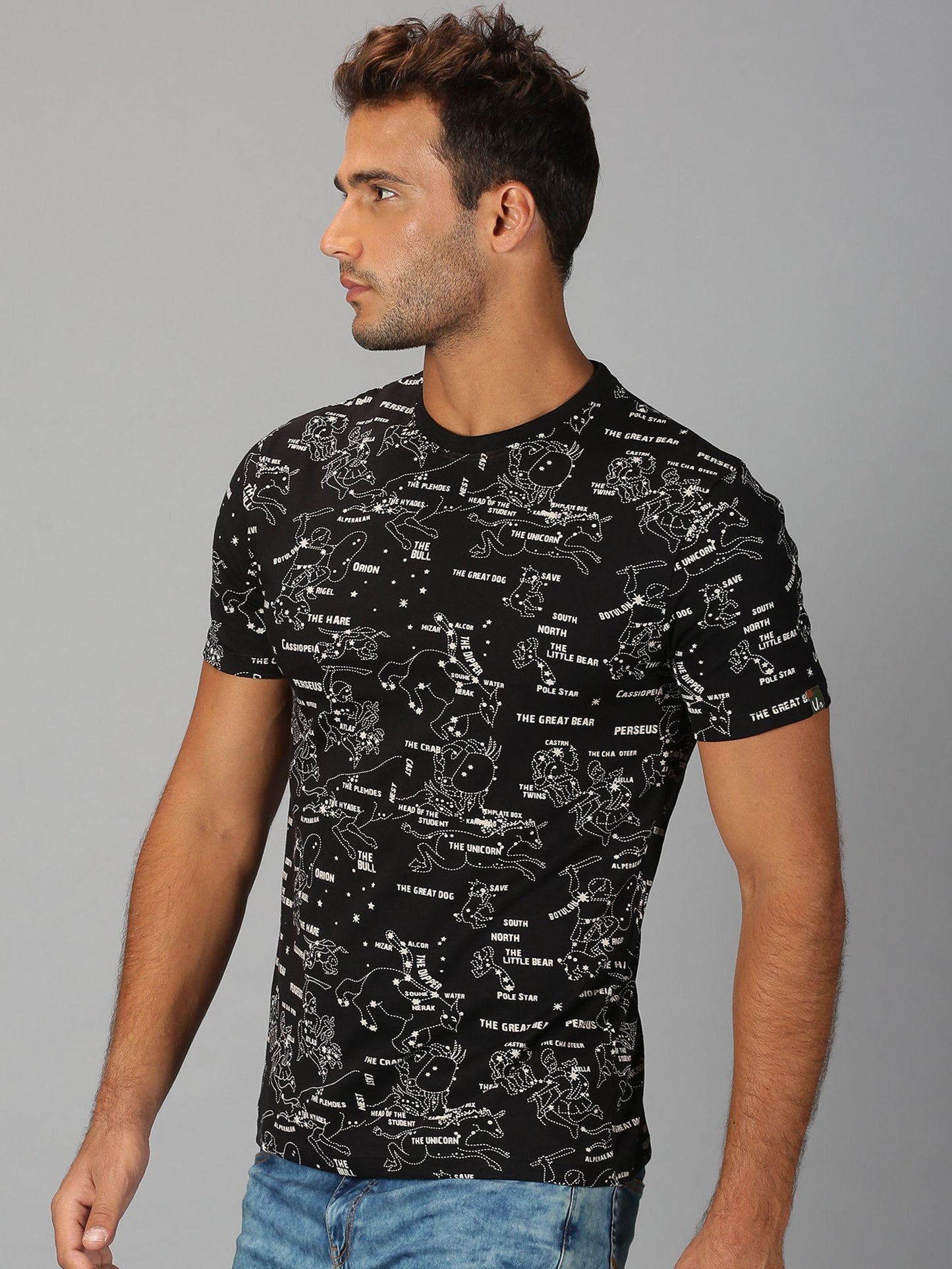 UrGear Cotton Printed Half Sleeves Round Neck Mens T-Shirt