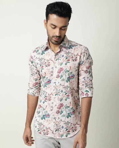 Poly Cotton Printed Full Sleeves Regular Fit Mens Casual Shirt