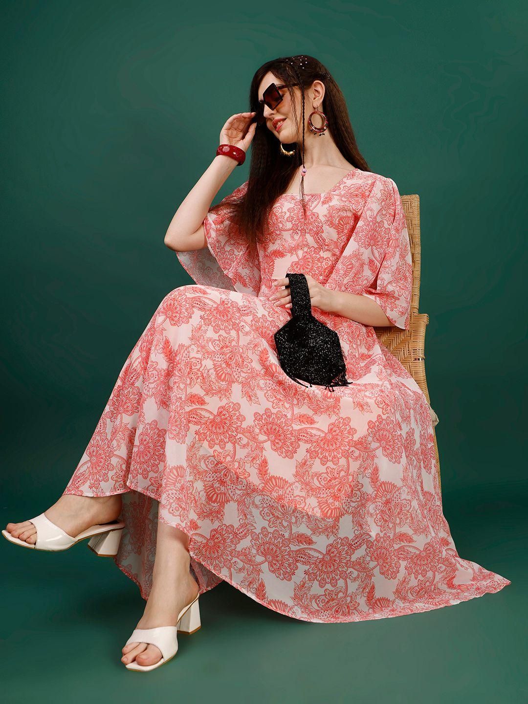 Plus Size Women's Georgette Floral Print Flared Maxi Dress