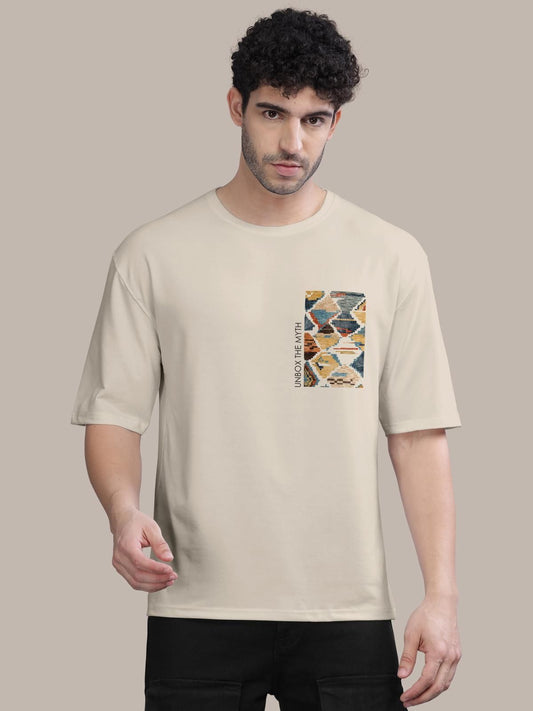 Trendy Cotton Blend Graphic Print Oversized T-Shirt for Men's