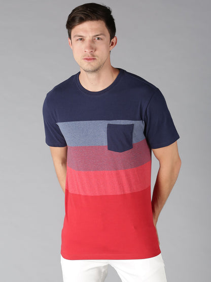 UrGear Cotton Color Block Half Sleeves Mens Round Neck T-Shirt