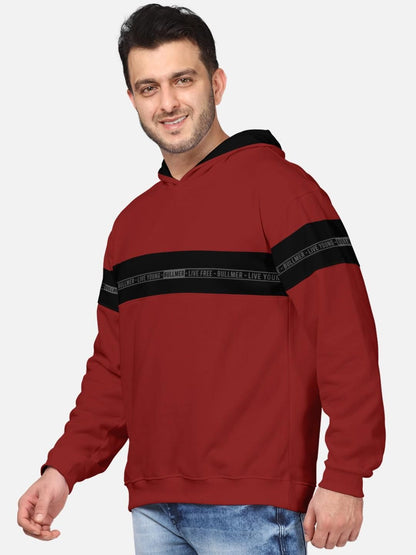 Men's Cotton Blend Colorblock Printed Hoodie