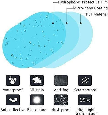 Car Mirror Rain Guard-Waterproof Anti Fog Car Film Rainproof Anti-Water Film Rear-View Mirror Film HD Nano Protective Clear Safe Driving Sticker