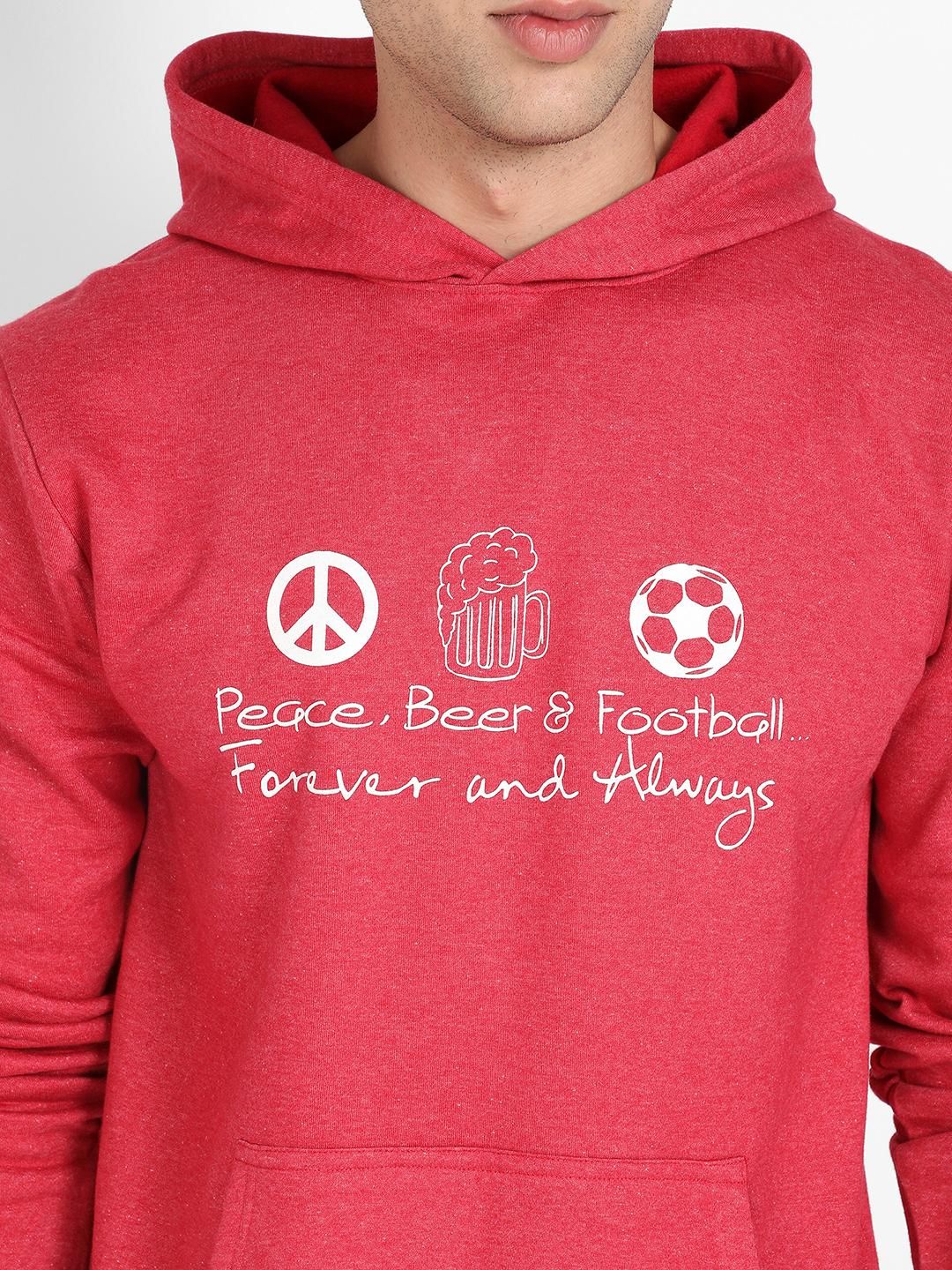 Campus Sutra Men's Peace Beer Football Hoodie With Kangaroo Pocket