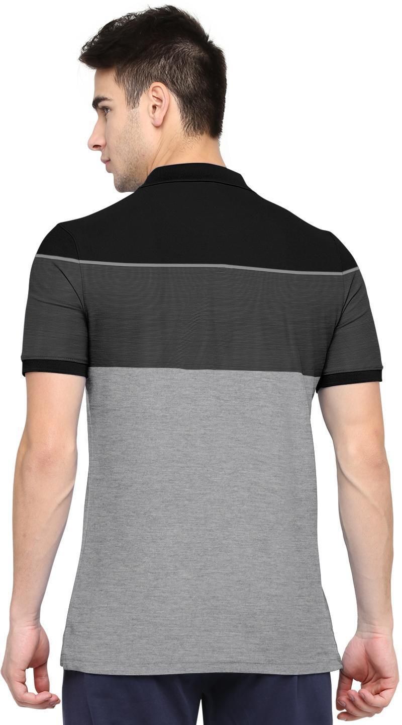 Men's Blended Cotton Colorblock/Stripe Print Polo T-Shirt