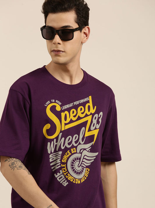 Dillinger Purple Typographic Oversized T-Shirt