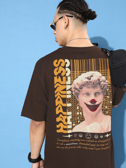 Difference of Opinion Brown Graphic Oversized T-Shirt