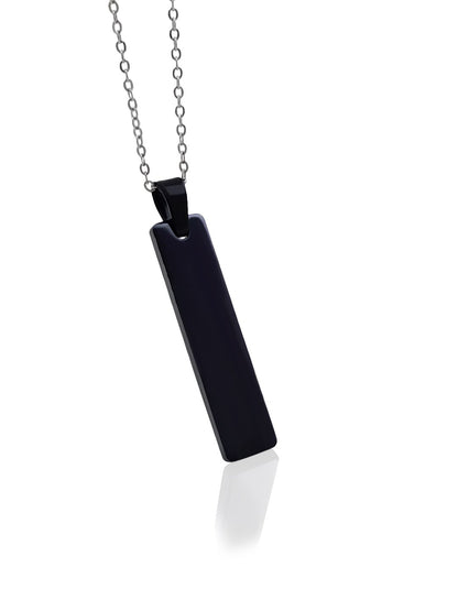 Black Stainless Steel Vertical Bar Pendant adjustable Necklace chain