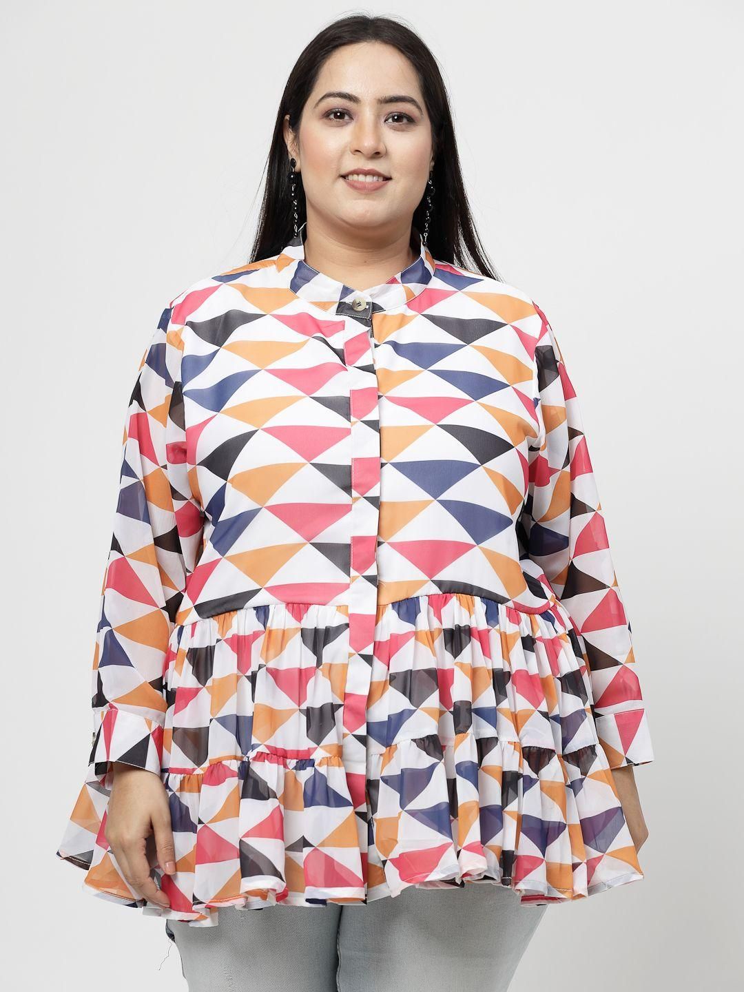 Flambeur Women's Plus Size Solid Multicolor Full Sleeve Top