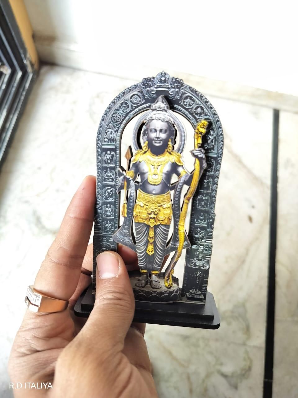 Ram Mandir Ayodhya Black 3D 3 LAYER Printed MDF Wooden Statue for Home