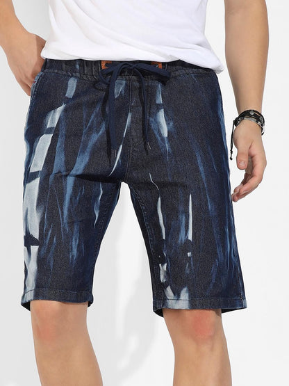 Campus Sutra Men's Contrast Washed Denim Shorts