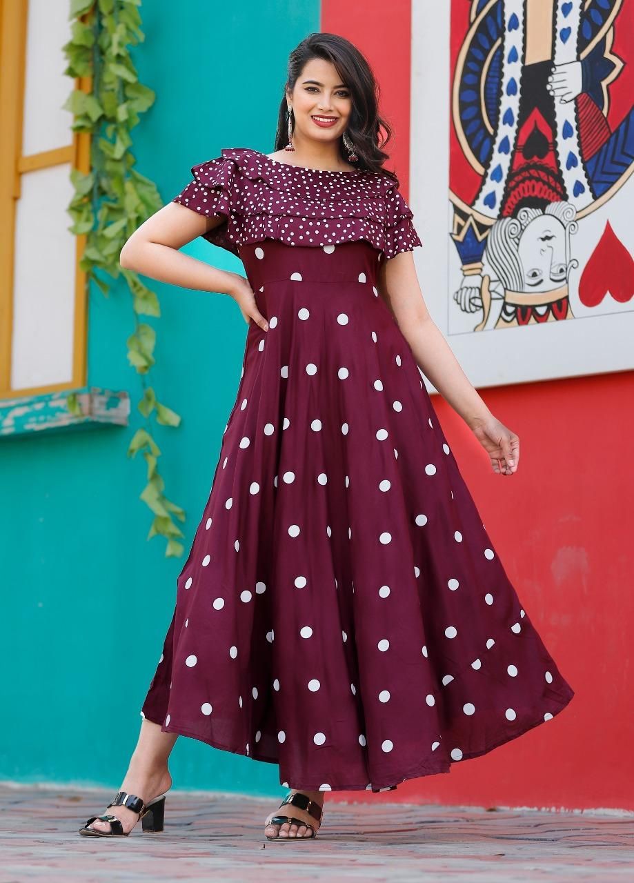 Premium Printed Rayon Floor Length Kurti