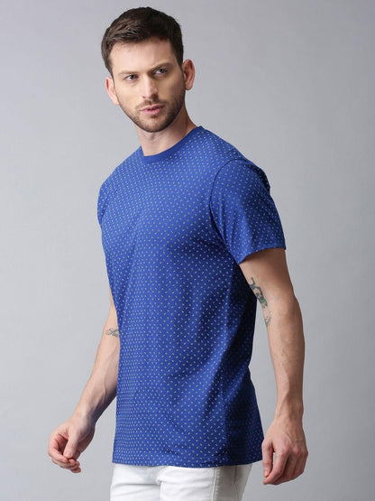 UrGear Cotton Geometric Print Half Sleeves Round Neck Mens T-Shirt